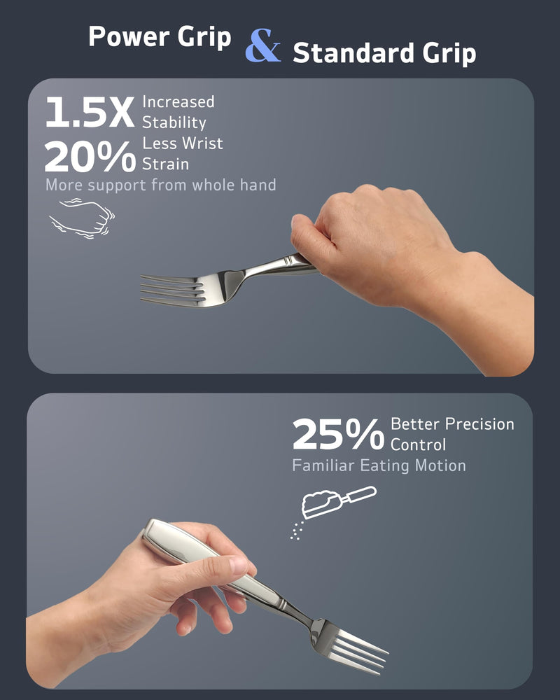 [Australia] - 4-Piece Weighted Utensils for Tremors and Parkinsons (7 oz Each) - Weight Silverware for Hand Tremors, Weighted Utensils for Hand Tremors, Adaptive Utensils for Elderly Stainless Steel – 7 Oz 
