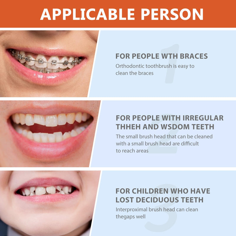 Healifty Toothbrush Cleaning Tools 4-Piece Double-Sided Denture Brush Set Multi-Layered Bristles for Effective Fake Teeth and Oral Care 6.5X1.6 Inches Orange