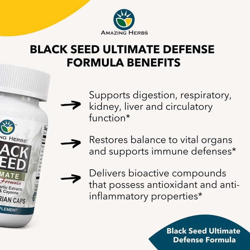 [Australia] - Amazing Herbs Whole Spectrum Black Seed Ultimate, Vegetarian Capsules - Olive Leaf & Garlic Extracts Plus Ginger & Cayenne, Gluten Free, Non GMO, Vegan - 100 Count 