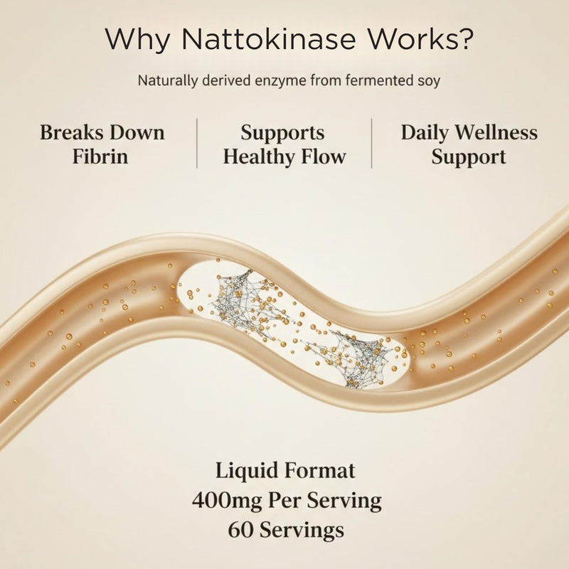 Nattokinase Liquid Drops 400mg, High Strength 98% Absorption, Natural Fermented Natto Enzyme Supplement, Supports Healthy Blood Pressure & Circulation, 60ml