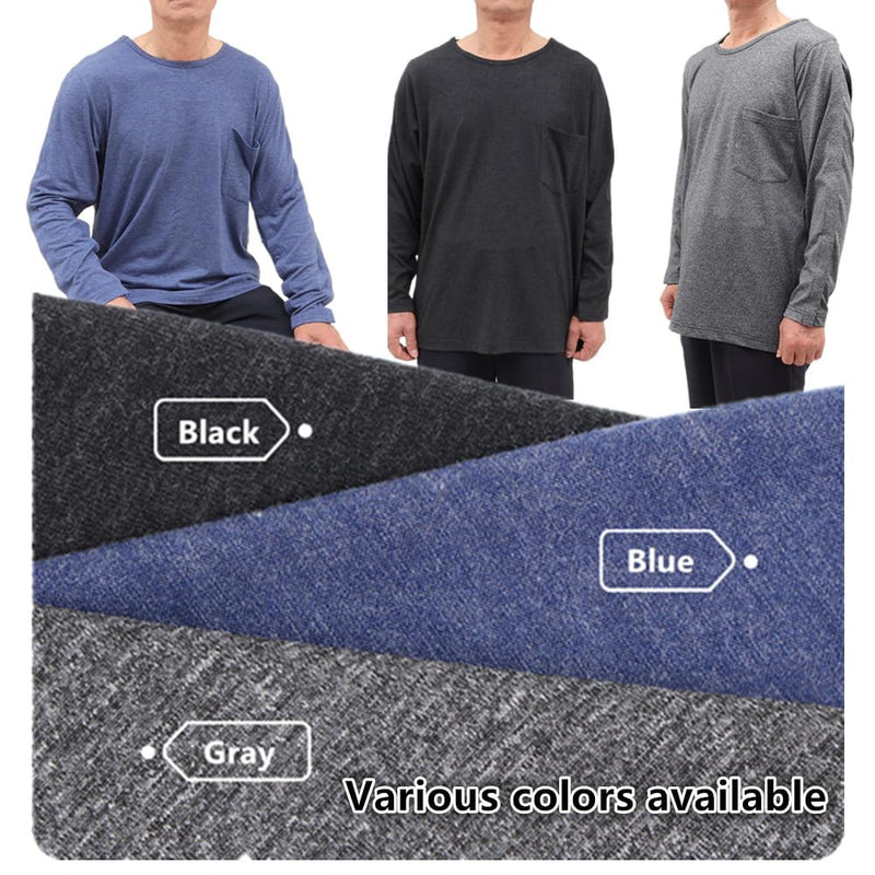 [Australia] - Unisex Bedridden Patient Clothing,Disability Clothing with Fully Open on Both Sides,Patient Nursing Long Sleeves,for Home Care,Post Surgery,Elderly(Man,Grey,M) Gray Medium 
