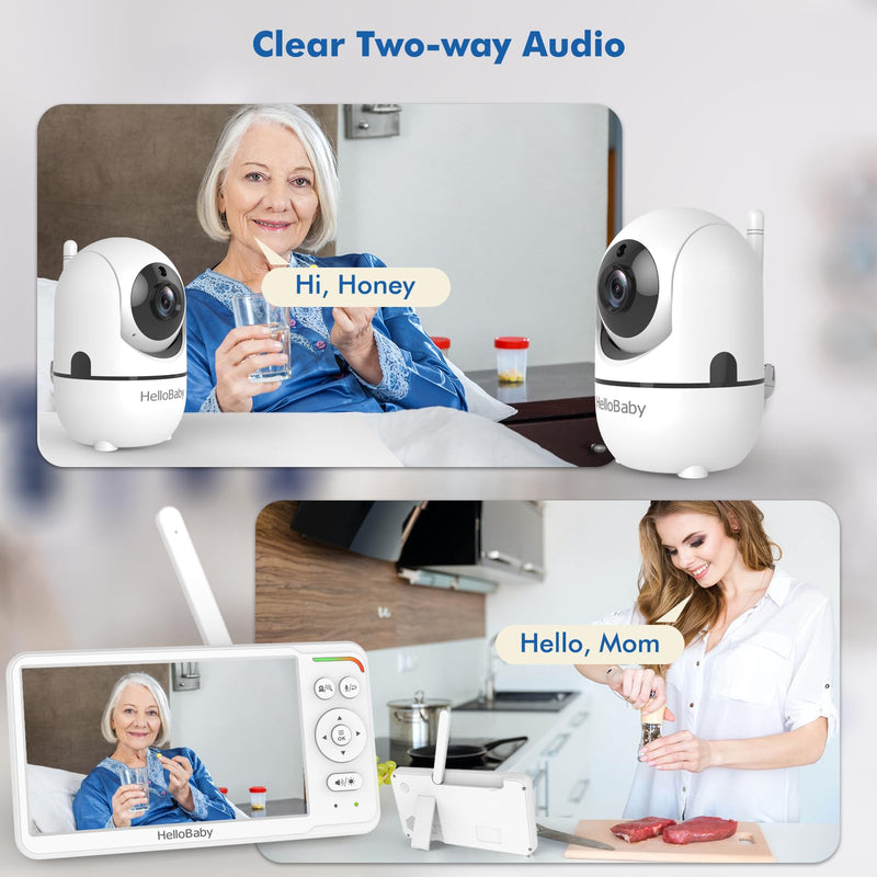 [Australia] - HelloBaby Baby Monitor 6" World First IPS Screen 30H Battery, Secure No WiFi, Pan Tilt Video Camera with Night Vision, VOX, 2-Way Talk, 1000ft, Portable Video Audio Monitor Ideal for Mom, Elderly, Pet HB6560 