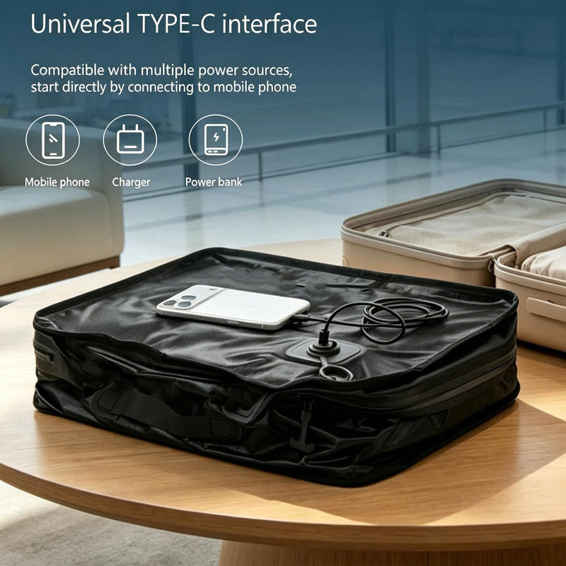 Travel Vacuum Packing Cubes Space Saver with Built-in Pump (Black, 25L) | for Carry-On Suitcase and Backpack, Luggage Compression Storage Bags,IPX8 Waterproof ,180°Open,Reusable Vacuum Seal Pouch Black