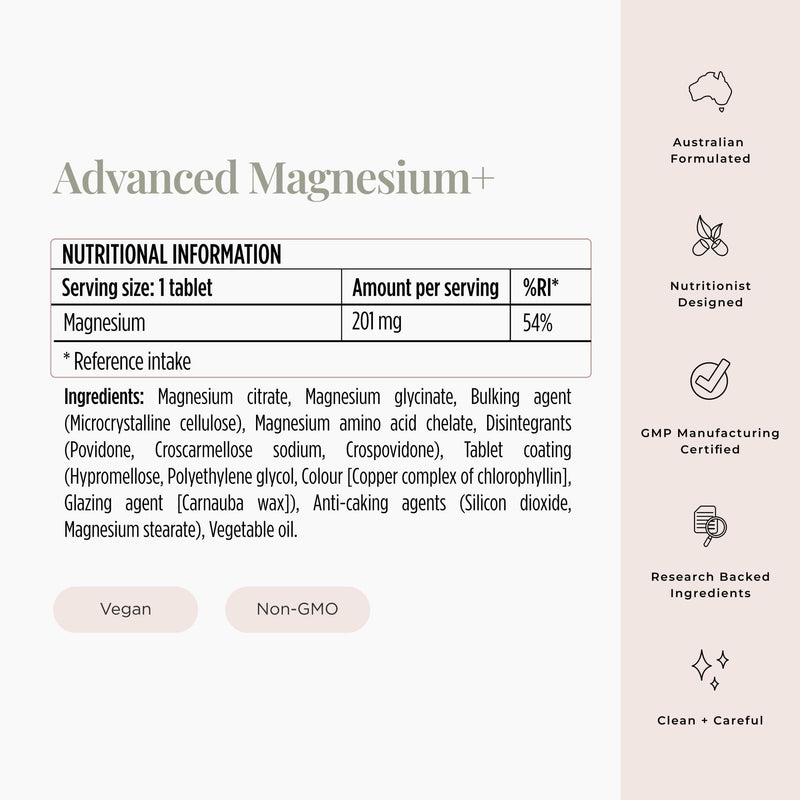 JSHealth Vitamins Advanced Magnesium Supplements with Magnesium Glycinate & Citrate for Muscle Relaxation (60 Tablets) 60 count (Pack of 1)