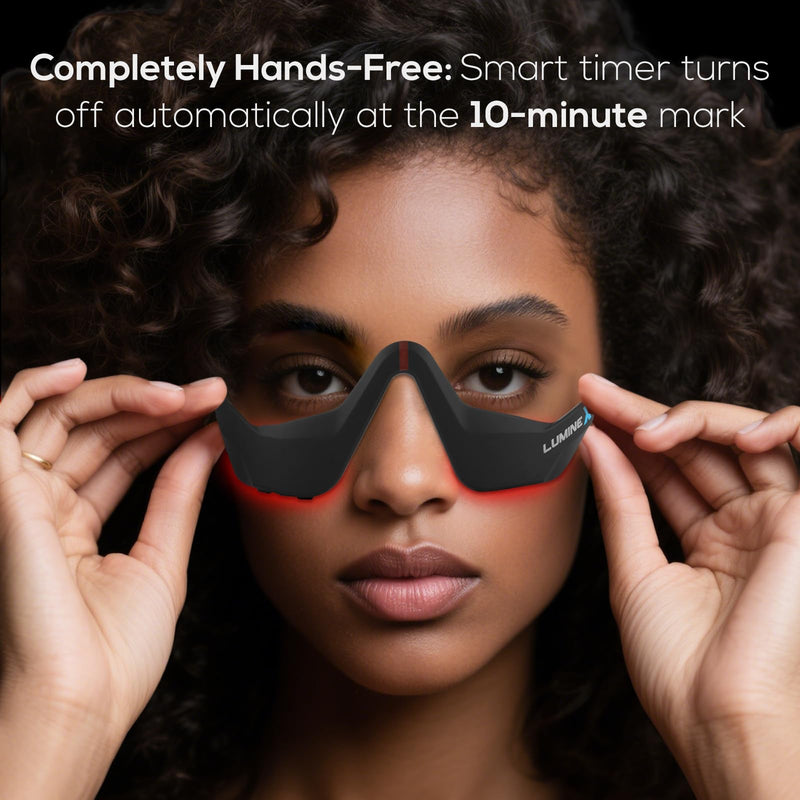 [Australia] - Under-Eye Red Light Therapy Device, & Microcurrent Eye Massager, Puffiness, Eye Bags - Red Light Therapy Glasses for Reducing Wrinkles and Fine Lines 8 Inch 