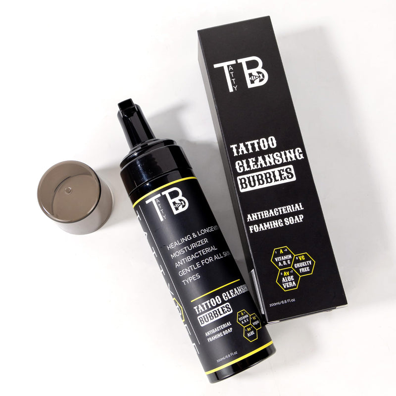 [Australia] - Tattoo Cleansing Foam – Gentle Tattoo Aftercare Soap & Piercing Wash • Hydrating Foam Cleanser for New Tattoos • 6.8 fl oz 200ml/6.8 Fl Oz 
