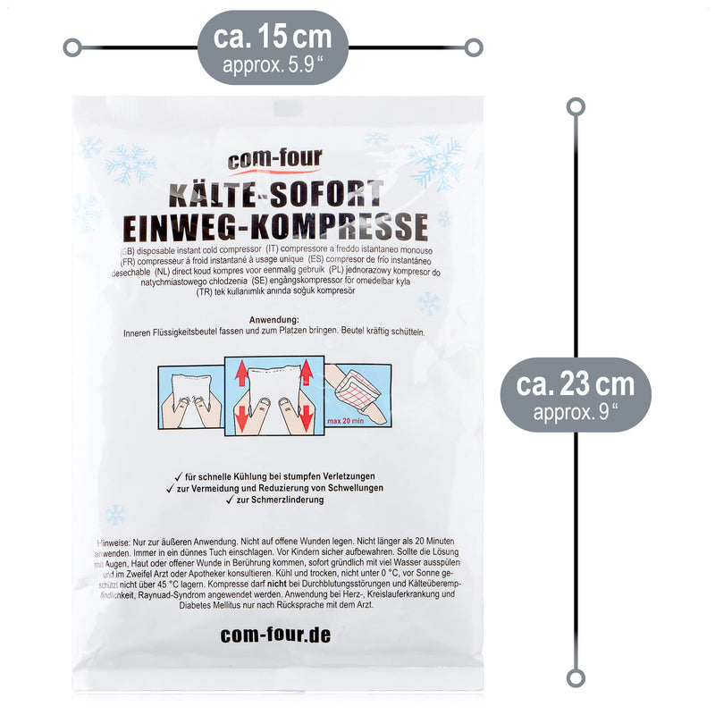 [Australia] - com-four® 20x disposable cold instant compress for kinking 15 x 23 cm, cold pack for immediate cooling, cold pack for first aid measures, cooling pad for external use (20 pieces - 15x23cm) 20 pieces - 15x23cm 