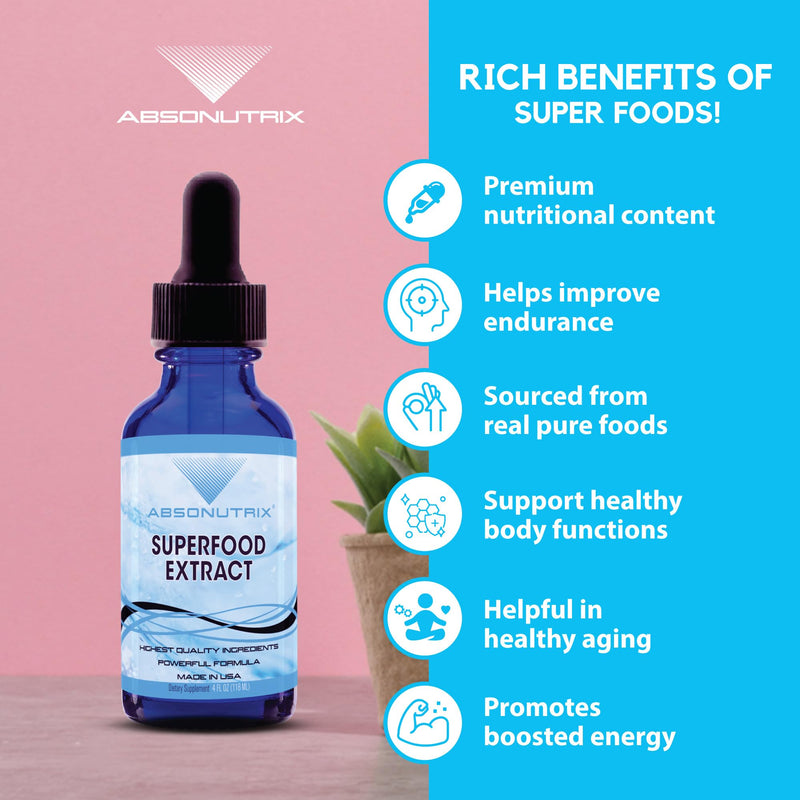 Superfood Extract 390 mg, 4 Oz Liquid, 302 Servings, Made in USA, Quick Absorption, Quality Potent Ingredients, Non-GMO, GMP Certified, Cruelty-Free Products