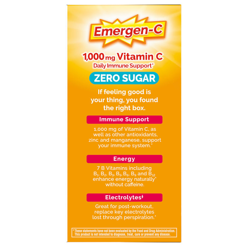Emergen-C Vitamin C 1000mg Immune Support, Raspberry Lemonade, 36 Packets | Zero Sugar, B Vitamins for Energy, Zinc and Manganese, Electrolytes, Stevia Sweetened, Caffeine Free 6.1 Ounce (Pack of 1)