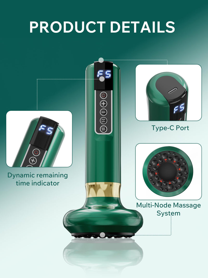 [Australia] - Handheld Cupping Massager with 12 Adjustable Suction Levels, Rechargeable Cordless Design for Lymphatic Drainage and Anti Cellulite Tool, Cellulite Remover for Legs, Arms, Shoulders 