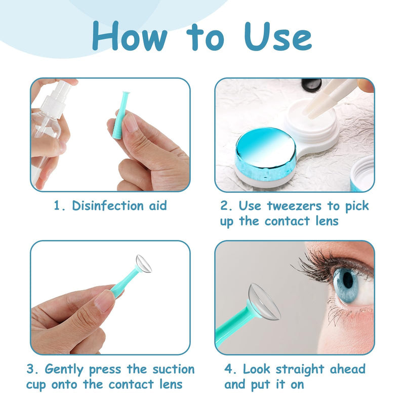 [Australia] - Pack of 4 contact lens removers, contact lens insertion aid, scleral lens remover, suction for soft lenses, scleral lenses, with white tweezers, portable for safe hygienic lens management 