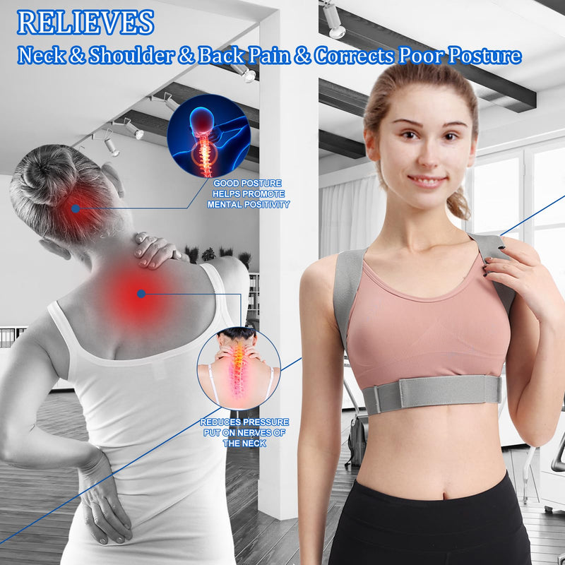 Posture Corrector for Women and Men, Adjustable Back Straightener, Upper Back Support Brace, Hunchback Posture Corrector - Relieves Neck, Shoulder, Back Pain Medium