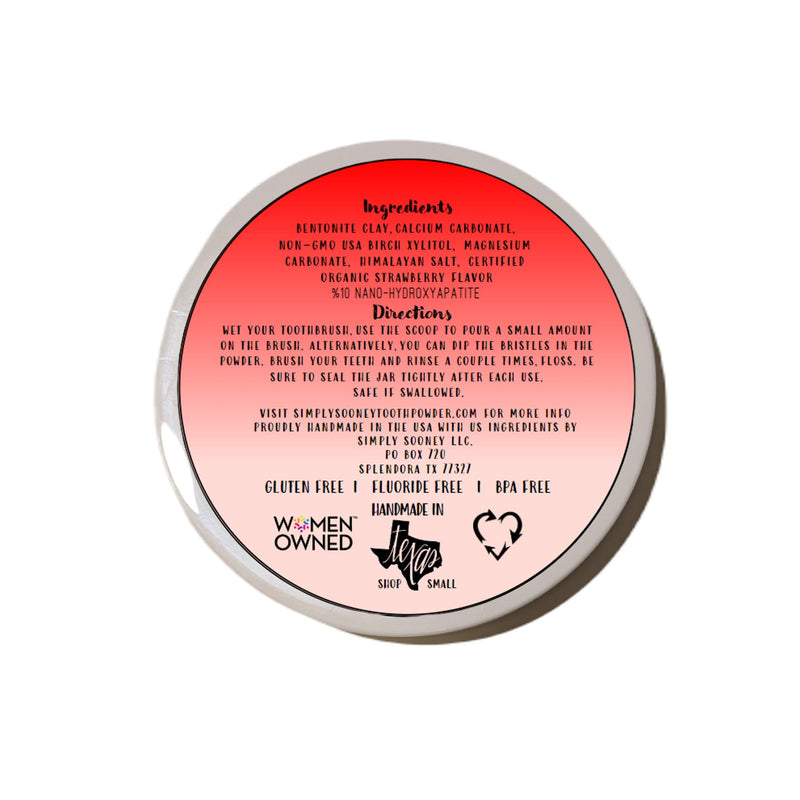 [Australia] - Simply Sooney Remineralizing Vegan Mineral Toothpaste Powder I Strawberry Nano-hydroxyapatite Formula for Kids and Adults I Natural Whitening I Stronger Teeth 1.5oz (1.5 oz jar) 