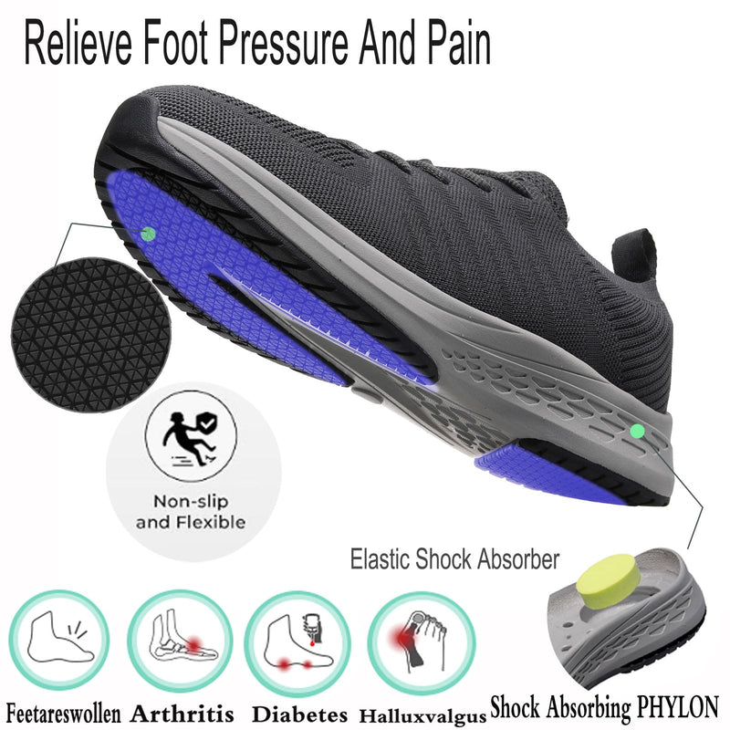 [Australia] - Vogana Diabetic Sneakers for Men Walking Orthopedic for Swollen Feet | Foot Pain Relief 2306-grey 11 Wide 