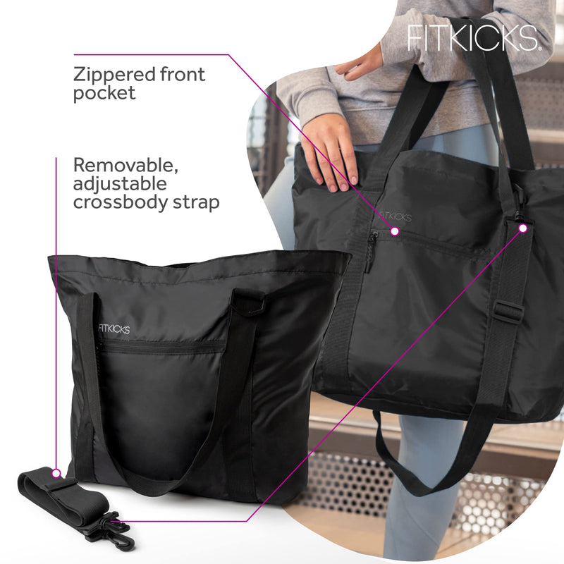 FITKICKS Hideaway Packable Duffle, Large Duffle Bag for Travel, Black