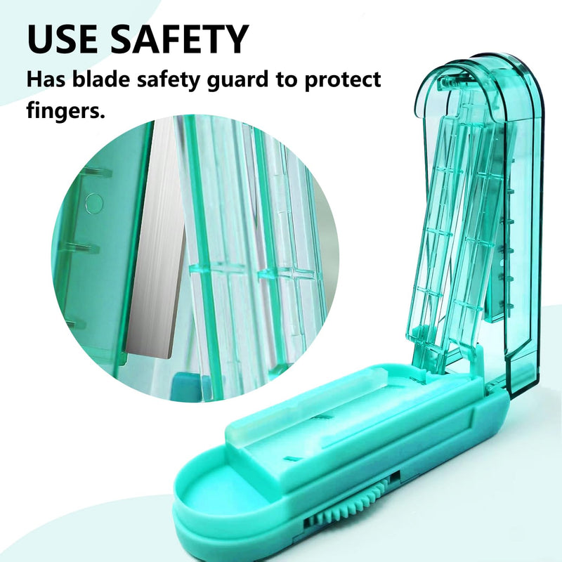 [Australia] - Johnbee Pill Cutter Splitter for Small and Tiny Pills, Larger Pills. Adjustable Pill Splitter Accurately Cuts Multiple Pills at Once. Sharp Blade with Safety Guard. Non-slip Silicone Edge (Lake Blue) Lake Blue 