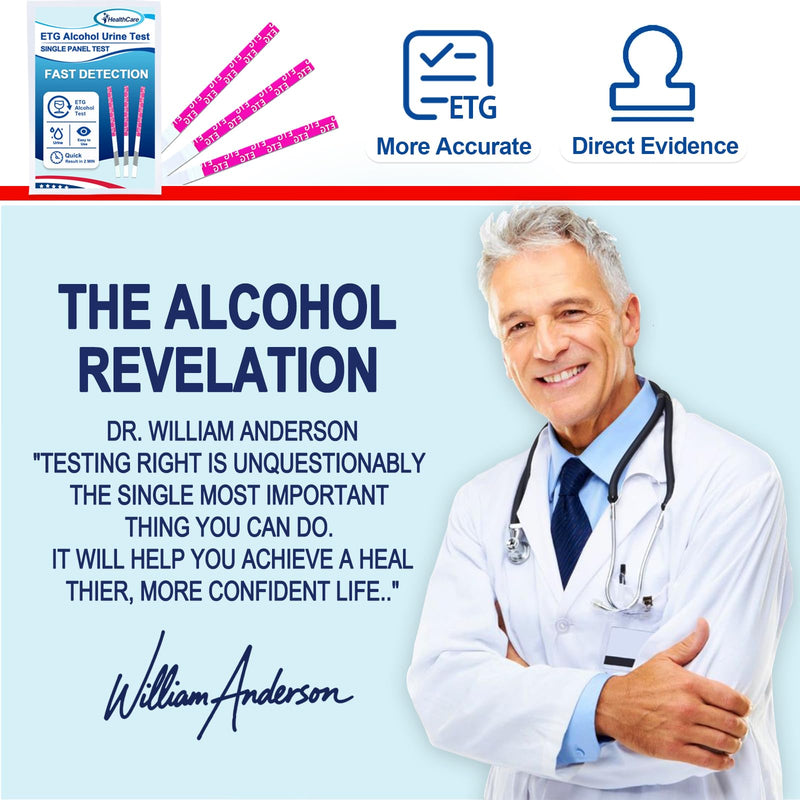 ETG Alcohol Urine Strips, High Sensitivity | Rapid 2-Minute Results for Home/Workplace/Rehab Testing | 24-80 Hour Detection Window [8 Pack] Purple