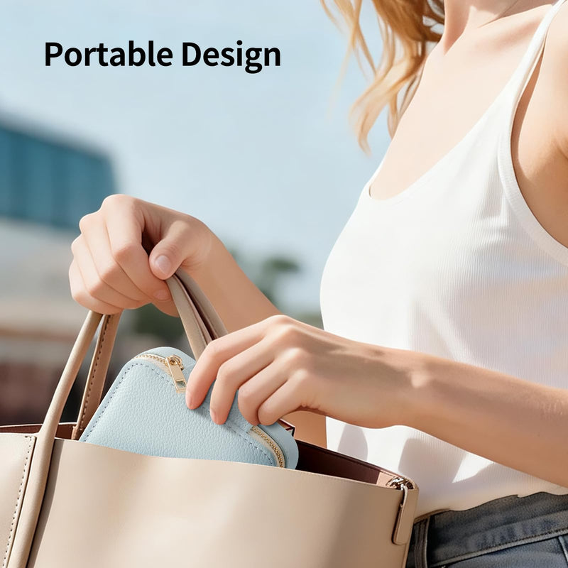 Genuine Leather Travel Pill Organizer Box Case 2 Times a Day for Purse for Women, Cute Medicine Pill Holder Containers for Vitamin Medium Weekly Daily 7 Day Am Pm Pill Organizer(Cyan) Nappa Leather Cyan