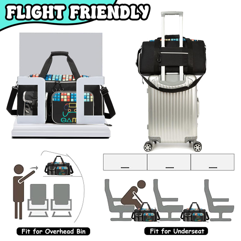 Kids Duffle Bag Boys Overnight Bag for Kids Weekender Travel Bags for Boys Sports Gym Tennis Bags with Shoe Compartment Black Diamond