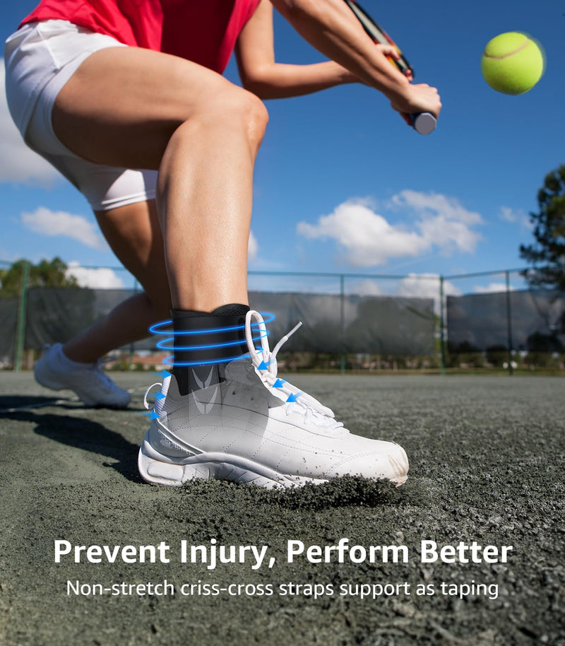 Slim-Fit Ankle Brace for Sprained Ankle, Velcro Lace Up Ankle Support for Women Men With 2 Auto-Shaped Pads, Air Fabric Cool Ankle Stabilizer for Injury Recover, Running,Sports, M(12”-13”) Orange/Black-M(ankle:30-33cm)