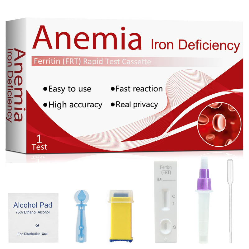 Iron Deficiency Test Kit – Accurate & Easy at-Home Test to Monitor Iron Levels, Suitable for Both Children and Adults（1Test） 1 Count (Pack of 1)