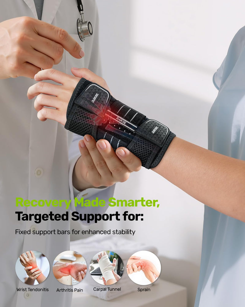 [Australia] - Carpal Tunnel Wrist Brace, Night Wrist Support No Pressure on Thumb, Lightweight Hand Brace for Sleeping Work, Splint Stabilizer Pain Relief for Sprain Arthritis, Gray Right Hand, Size M Medium 