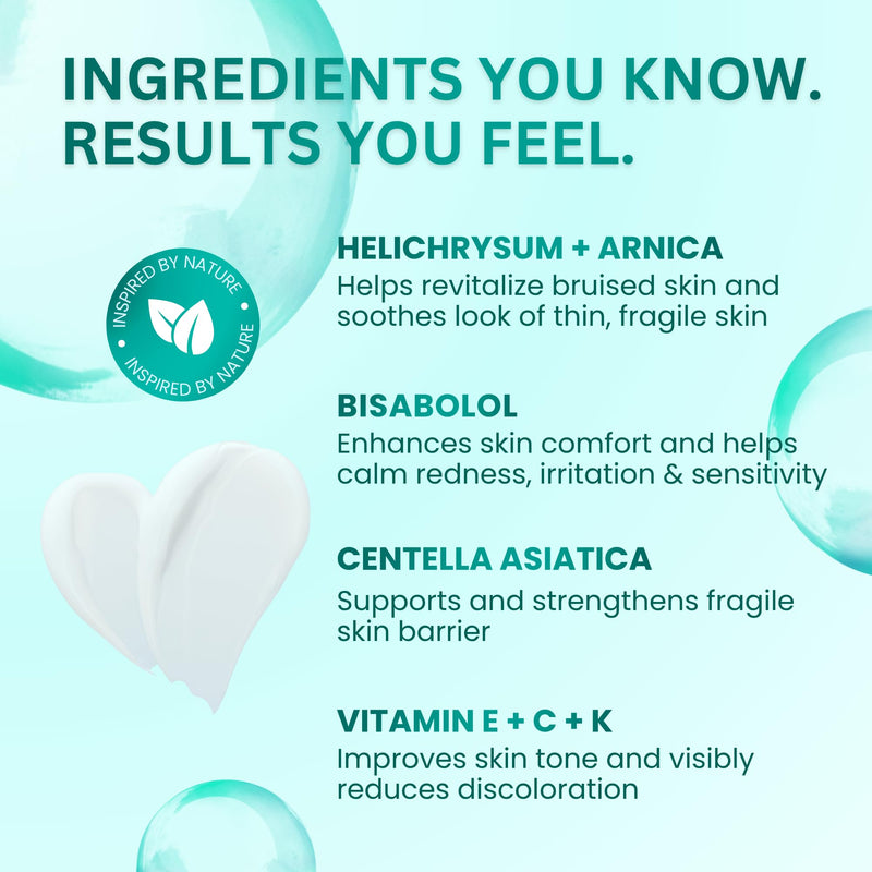 Arnica Bruise Cream | Extra Strength Arnica Cream for Bruises, Mature & Thin Skin with Helichrysum, Vitamins K, C & E | Soothes, Restores & Strengthens Skin Barrier for Adult & Senior - 3.4oz