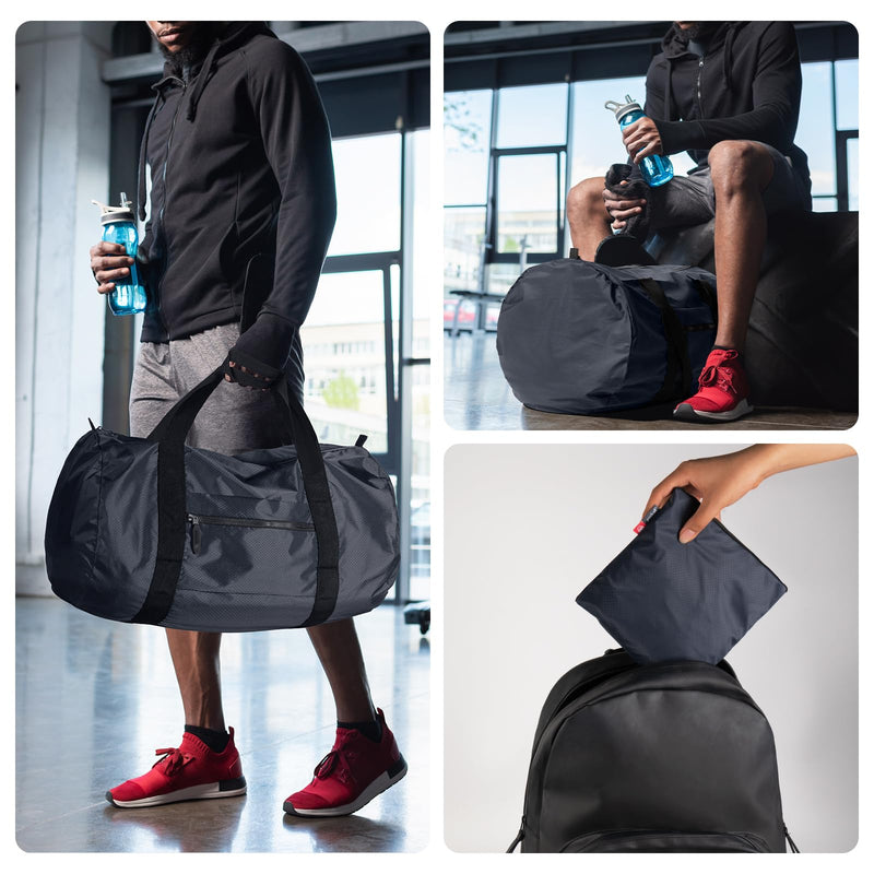 pack all Lightweight Travel Duffel Bag, 32L Foldable Weekender Bag | Ultralight, Packable, Water-Resistant, Tear-Resistant Nylon, YKK Zipper, Luggage Sleeve, For Travel, Camping, Gym, Navy
