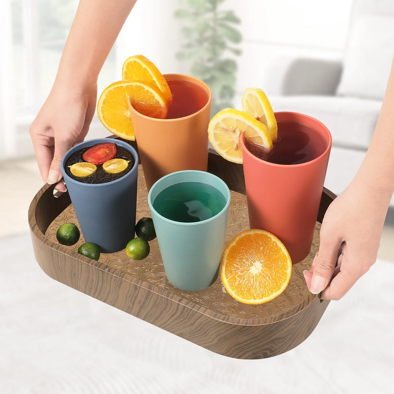 [Australia] - Set of 12 Wheat Straw Cups, 6 Pcs 20 oz & 6 Pcs 12 oz Unbreakable Drinking Cups, Reusable Plastic Cups Sets, Water Glasses Tumblers, Microwave & Dishwasher Safe, Bpa Free, 6 Colors 