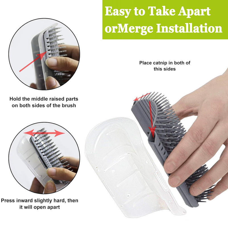 2 Pack Cat Self Groomer,Cat Self Grooming Corner Scratcher with Catnip,Massage Comb Brush for Long & Short Fur Cats Dogs - PawsPlanet Australia