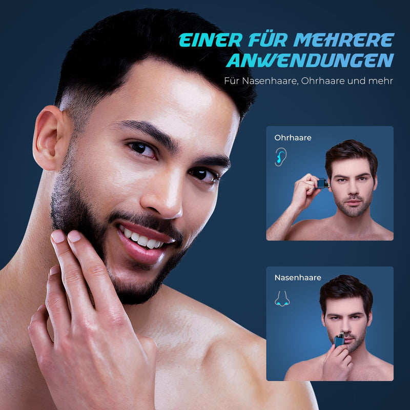 [Australia] - Nose Hair Trimmer, Painless Nose Hair Trimmer for Men and Women, Type-C Charge, Stainless Steel Double Blade Design, IPX7 Waterproof, Equipped with Ultra-Quiet Motor, Easy to Carry (Blue) 