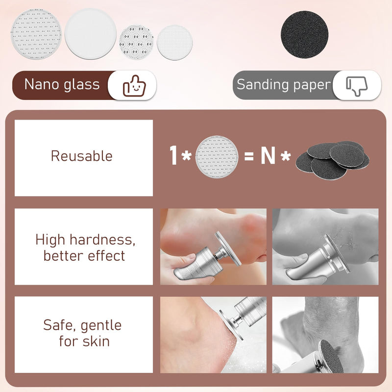 [Australia] - Electric Callus Remover Adjustable Speed Professional Callus Remover Electric with Nano Glass for Dead Hard Skin, 2 in 1 for Foot and Hand Care Silver 