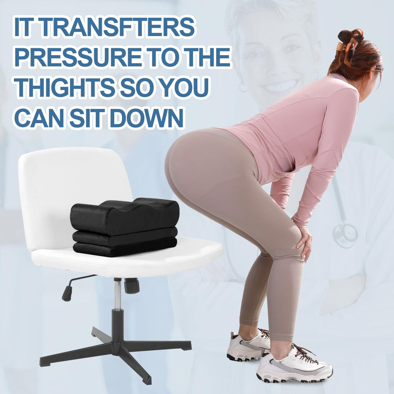 [Australia] - HOMBYS Adjustable Height BBL Pillow After Surgery for Sleeping,High Density Foam BBL Recovery Pillow for Sitting After Surgery, Durable Butt Pillows for Car Seats, Office and Home Chairs (Black) Black 