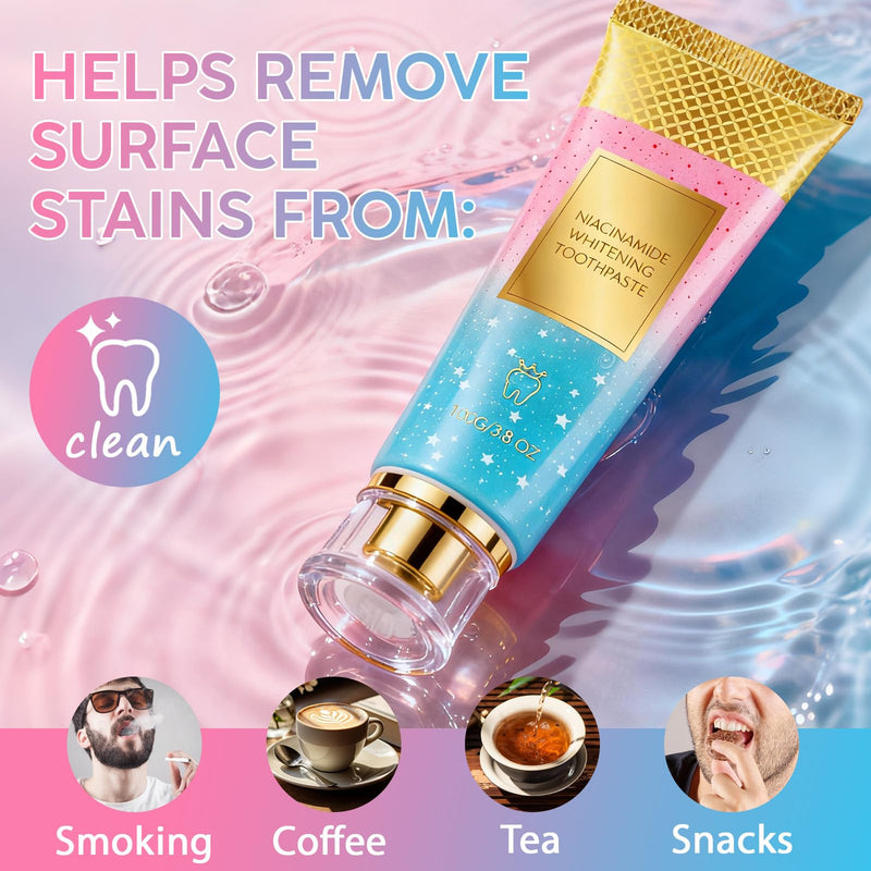 Niacinamide Whitening Toothpaste 2Pack - Gum Care Strengthen, Tooth Enamel, Prevent Cavities, Fresh Breath, Gentle & Non-lrritating, Fluoride-Free 3.52 Ounce (Pack of 2)