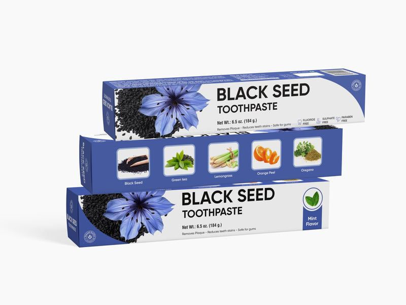 Fluoride Free Paraben Free Anti-inflammatory Cavity Protection Black Seed Toothpaste-6 Pack of 6.5 oz Tubes Clean Mint 100% Natural