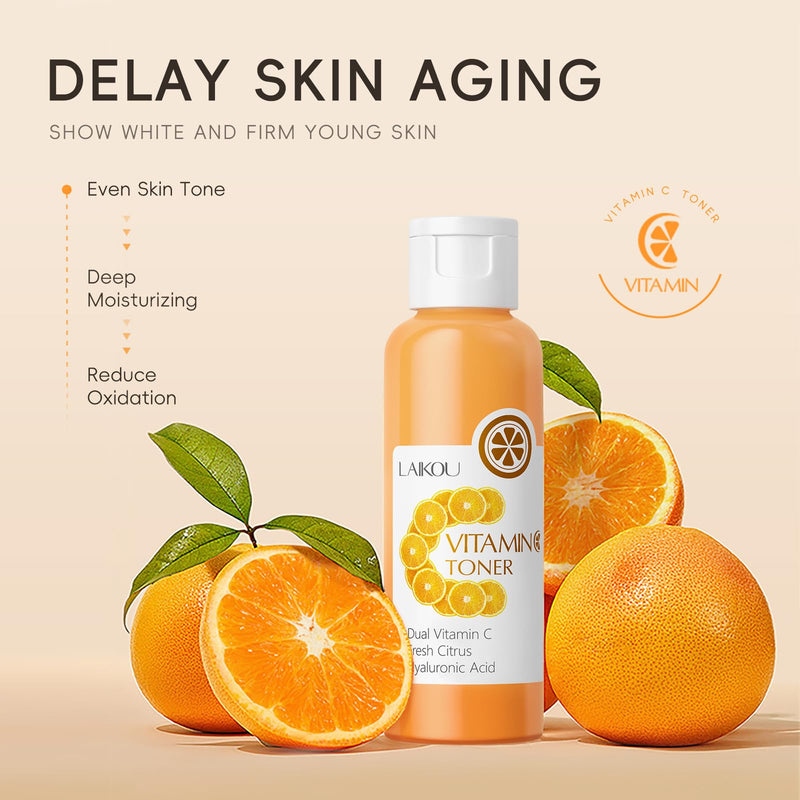 LAIKOU Skin Care, Vitamin C Skin Care Set, Facial Skin Care Products | Cleanser, Eye Cream, Toner, Serum, Face Cream, Lip Mask, Eye Mask, Glowing Mask for Women Birthday Mother's Day Christmas 11pcs