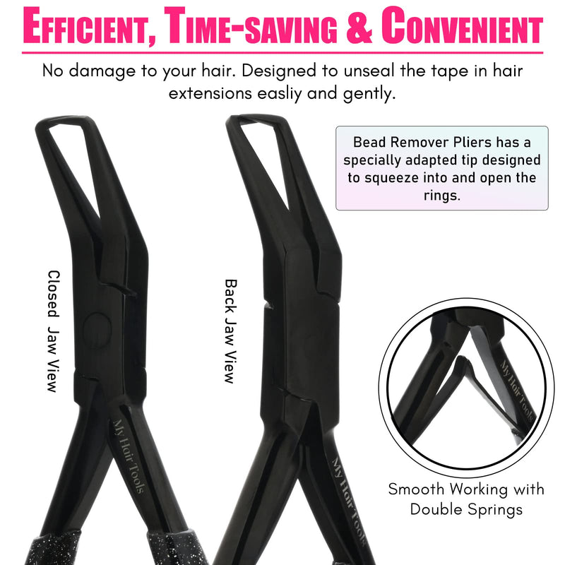 [Australia] - Tape In Hair Extensions Tools Kit – Tape ins Flat Surface Plier, Micro Beads Remover Plier, Sectioning Clips, and Precision Styling Comb for Salon & Home Use (Black) Black 