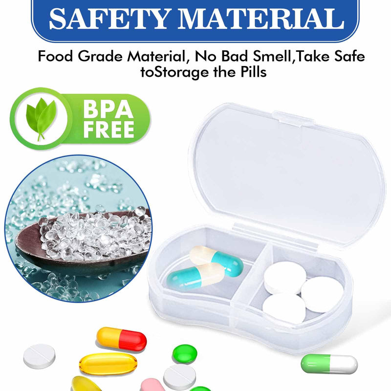 2PCS Pill Case Organizer, Daily AM & PM Containers, Medicine Holder, Ideal for Medication, Vitamin, Supplement, Perfect for Travel, Ideal for Purse (White) White 2pcs