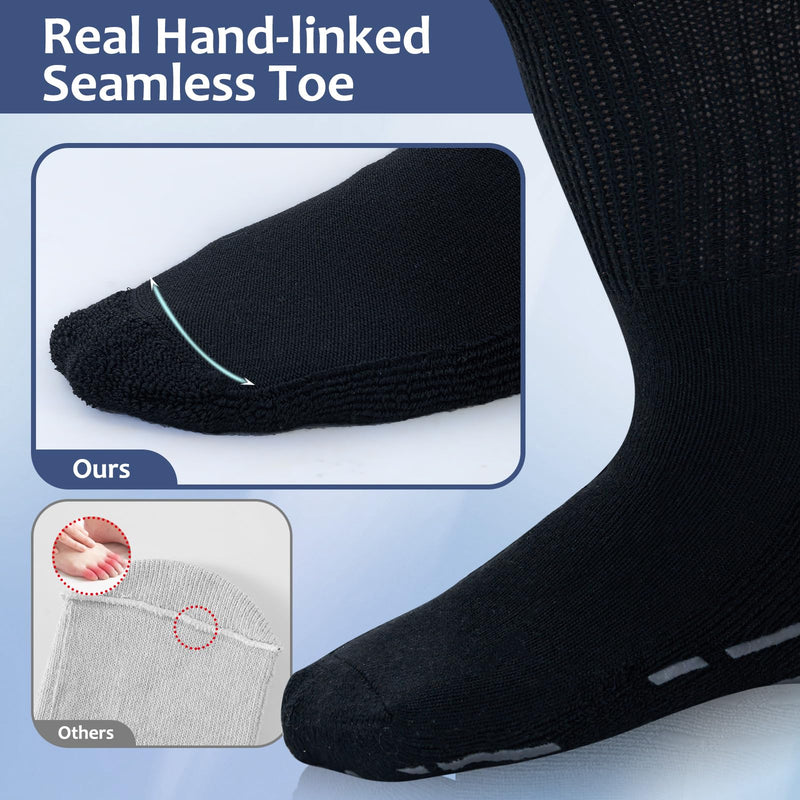 [Australia] - Extra Width Socks for Swollen Feet-2 Pairs Super Wide Diabetic Socks for Women Men,Diabetic Non Slip Hospital Socks Black 