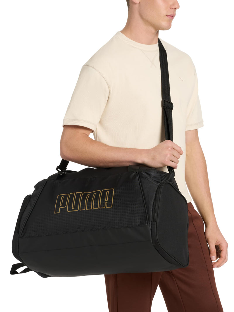 PUMA unisex-adult Accelerator Duffel Bag with Removable Strap & Shoe Pocket New Navy/Black One Size