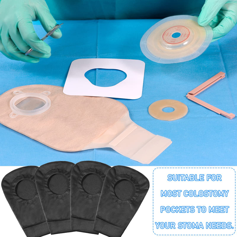 [Australia] - 4 Pcs Black Ostomy Bag Cover Ostomy Pouch Cover Odor Control Stretchy Bag Cover Washable Pouch Liner for Women Men Lightweight Care Protector Protective Bag (2.8 Inch Diameter) 2.8 Inch Diameter 