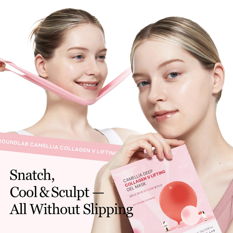 [Australia] - ROUND LAB Camellia Deep Collagen V Lifting Gel Mask 14EA | Double-chin Mask, Instant Cooling & Depuffing, Face Toning Belt, Collagen V-line, Improves Sagging Skin, Lifting & Firming 10g/0.35oz Collagen V Lifting Mask 14ea 