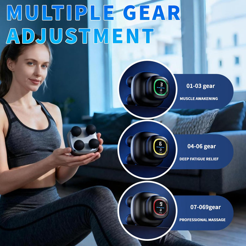 Deep Tissue Massage Gun, Handheld Percussion Muscle Massager with 30 Speed Levels & 4 Heads, Portable Electric Massager Gun for Pain Relief, Quiet Brushless Motor for Back, Neck, Shoulders & Athletes