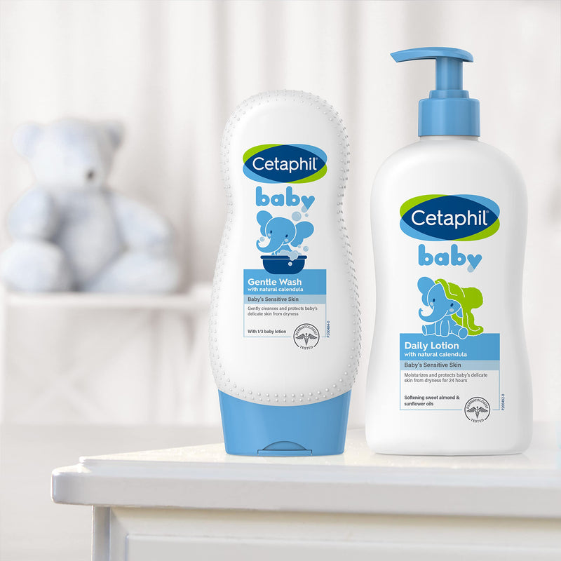 Cetaphil Baby Body Wash with Half Baby Lotion, Gentle Wash with Organic Calendula, Soothes Dry, Sensitive Skin for Everyday Use, Gentle Fragrance, Soap Free, Hypoallergenic, 7.8oz Lightly Scented 7.8 Fl Oz (Pack of 1)