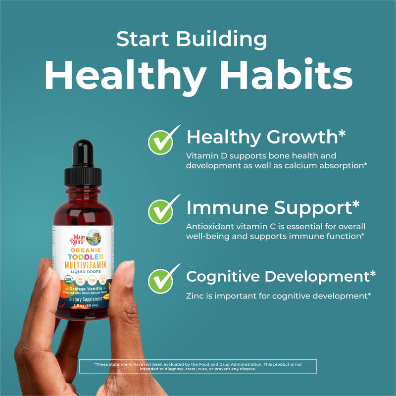 MARYRUTH'S Organic Toddler Multivitamin Drops with Iron,Vegan,30 Servings | Vegan, 30 Servings Toddler Multi + Iron