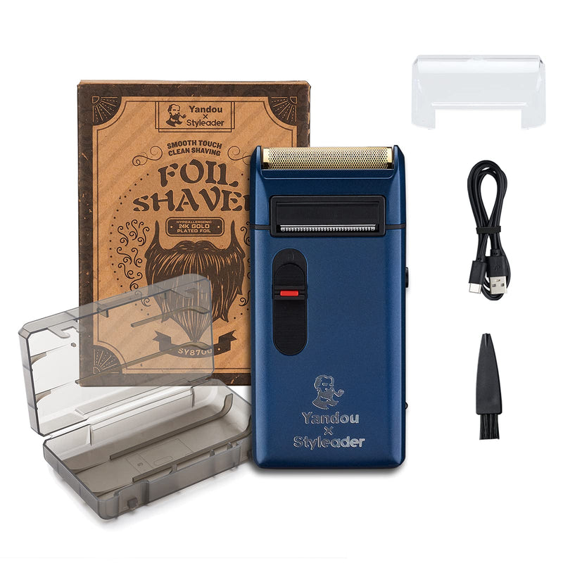 [Australia] - Retro Electric Razor for Men, Rechargeable Mens Gold Foil Shavers,Travel Electric Shavers for Men(Blue) Blue 