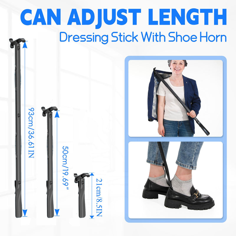 [Australia] - Sock Aids for Putting On Socks Kit - (Sock Helper + 35 Inch Dressing Stick with Sock Remover & Shoe Horn) - Flexible Sock Assistant Device for Seniors & Limited Mobility No Bending 