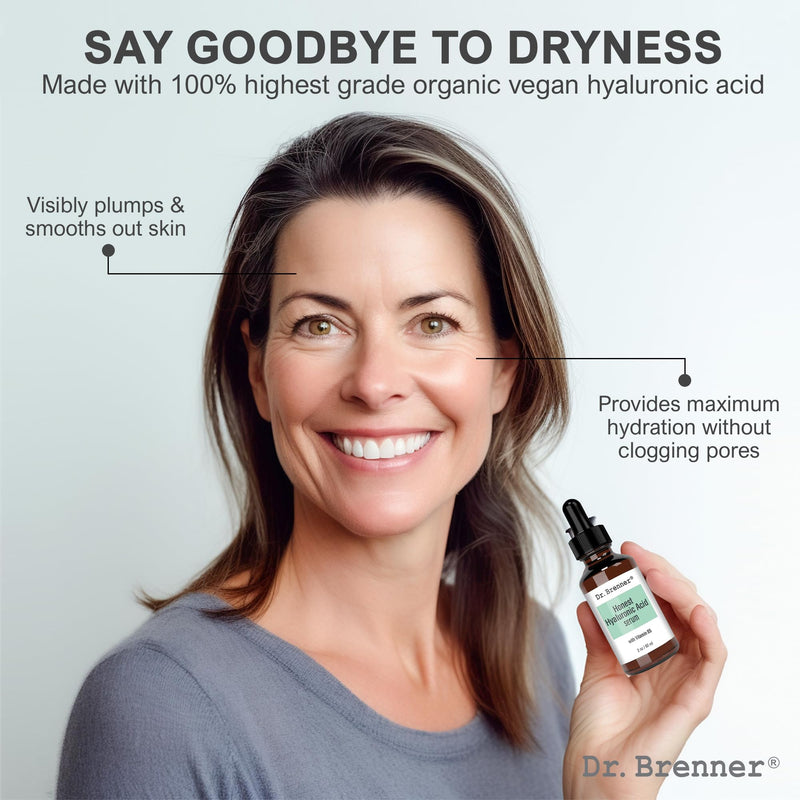 2 oz. Hyaluronic Acid Serum For Skin, Made with 100% Pure Hyaluronic Acid, Plumping, Anti-Aging, Hydrating, Moisturizing HA Serum With Vitamin B5 by Dr. Brenner (2 oz) 2 oz