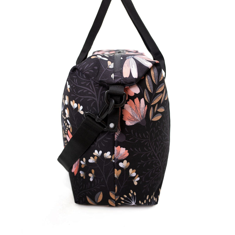 Lola Travel Bag, Weekender/Overnight Duffel, Gym Tote Bag for Women, Men Black Floral