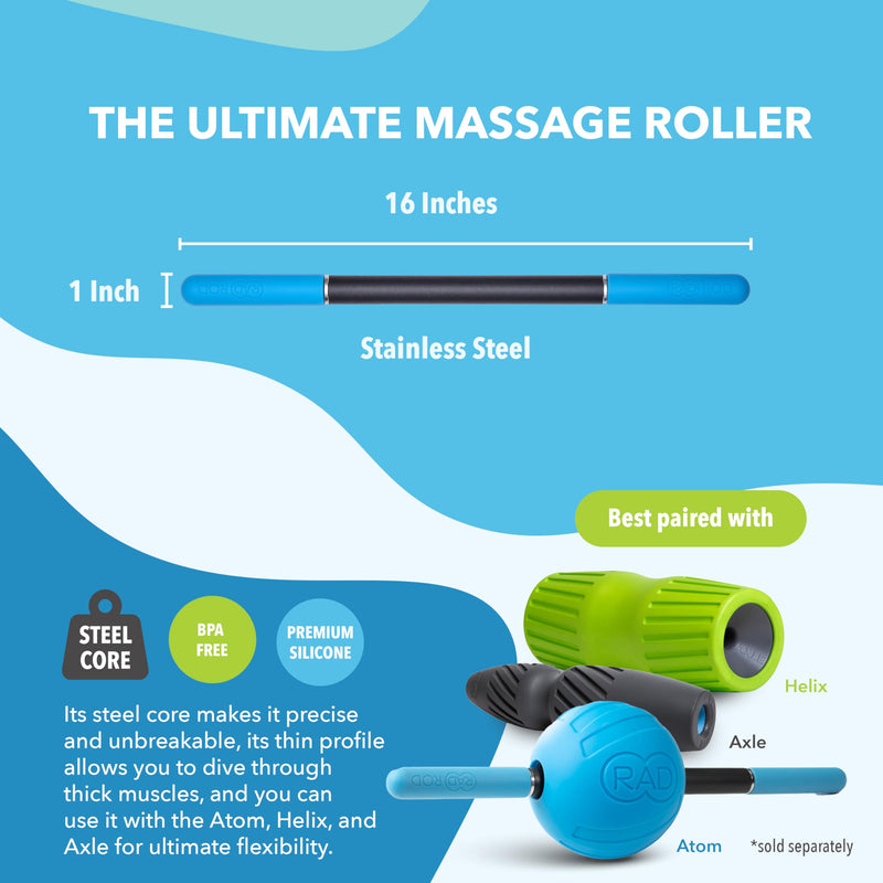 [Australia] - RAD Rod Mini – Compact Deep Tissue Massage Roller Stick – Travel-Ready Myofascial Release Tool for Legs, Back, Neck, Arms & Shoulders – Muscle Roller for Mobility & Recovery 